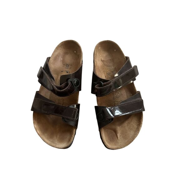 BIRKIS Brown Patent Leather Adjustable Sandals Size Women’s 5 - Picture 3 of 8